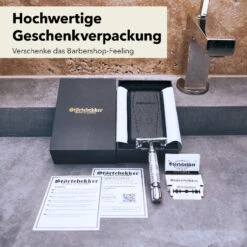 Rasierhobel 'Hamburg' Silber -Herren Mode Waesche 7Geschenkverpackung schwarzesEtui 6f0279ba aacd 4aab 88f0 c37eba148d8c