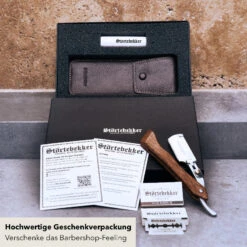 Rasiermesser 'Heartwood' Mit Holzgriff -Herren Mode Waesche 7Verpackung braunesEtui