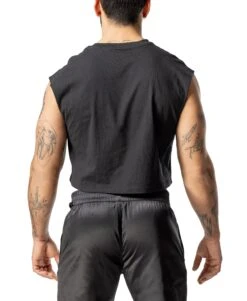 Titelseite -Herren Mode Waesche Contender Sleeveless Crop Top Back