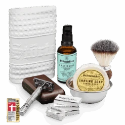 Rasurpflege Set Premium - Rasierhobel 'Hamburg'Silber