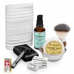Rasurpflege Set Premium - Rasierhobel 'Hamburg' Schwarz